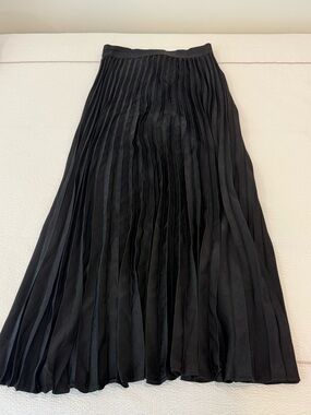 Max Studio Black Pleated Midi Skirt